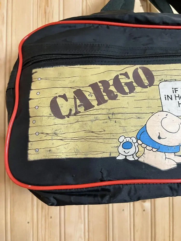 VTG Ziggy Comics Cartoon Duffle Bag 1982 80s size 16”x8”x8” Fragile Cargo Funny
